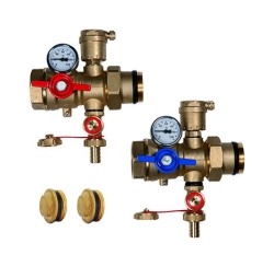 Giacomini R269T Sada kulových kohoutů pro přívod a zpátečku s vypouštěním