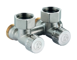 Náhled obrázku: Giacomini R384 Připojovací armatura radiátoru VK s vypouštěním, rohová 