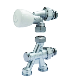 Náhled obrázku: Giacomini R436TG Radiátorová souprava čtyřcestná, ruční hlava, Clip-Clap 