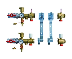 Giacomini R53CZ Modulový rozdělovač, kulové kohouty, odvzdušnění, držáky