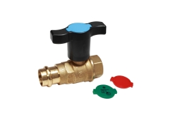 Náhled obrázku: Giacomini R854VT Plnoprůtokový kulový kohout, 1x lisovací nátrubek s O-kroužky, 1x vnitřní závit 