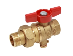 Náhled obrázku: Giacomini R859T Kulový kohout se šroubením, plnoprůtokový, vnitřní x vnější závit, s otvorem M10X1 pro měřící sondu 